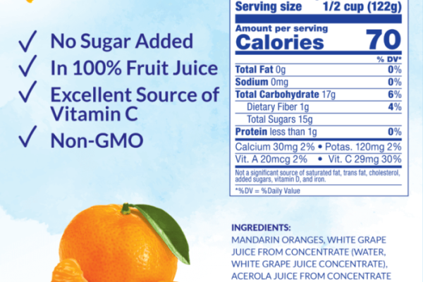 Nutrition facts on mandarin oranges